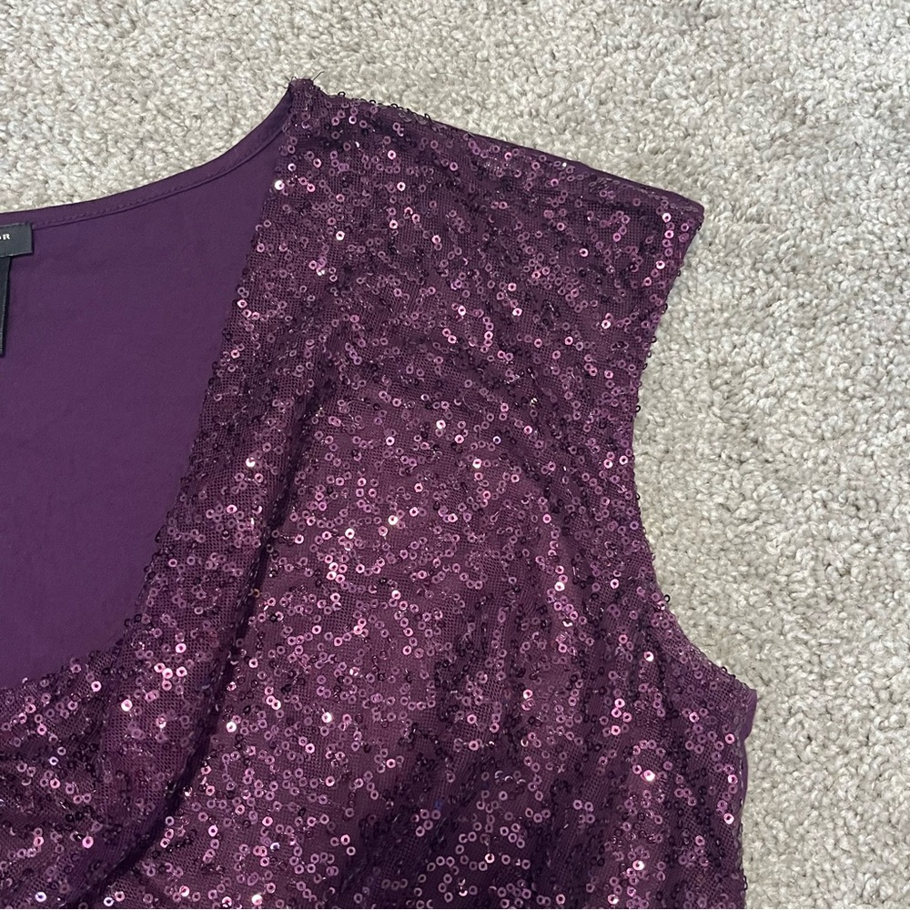 Ann Taylor size large women’s purple sequin scoop neck sleeveless top - Picture 7 of 10